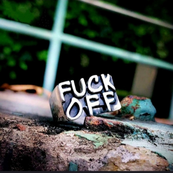 Adult Humor Ring | Solid Stainless Steel Unisex Fu€k Off Ring, Make A Statement! - Picture 3 of 8